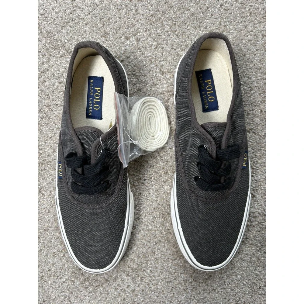 Polo Ralph Lauren Men's Shoes Size 9 D Morray Gray Vintage Burlap Sneakers‎ NEW